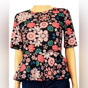 H&m Floral Printed Peplum Top Women’s Size Medium